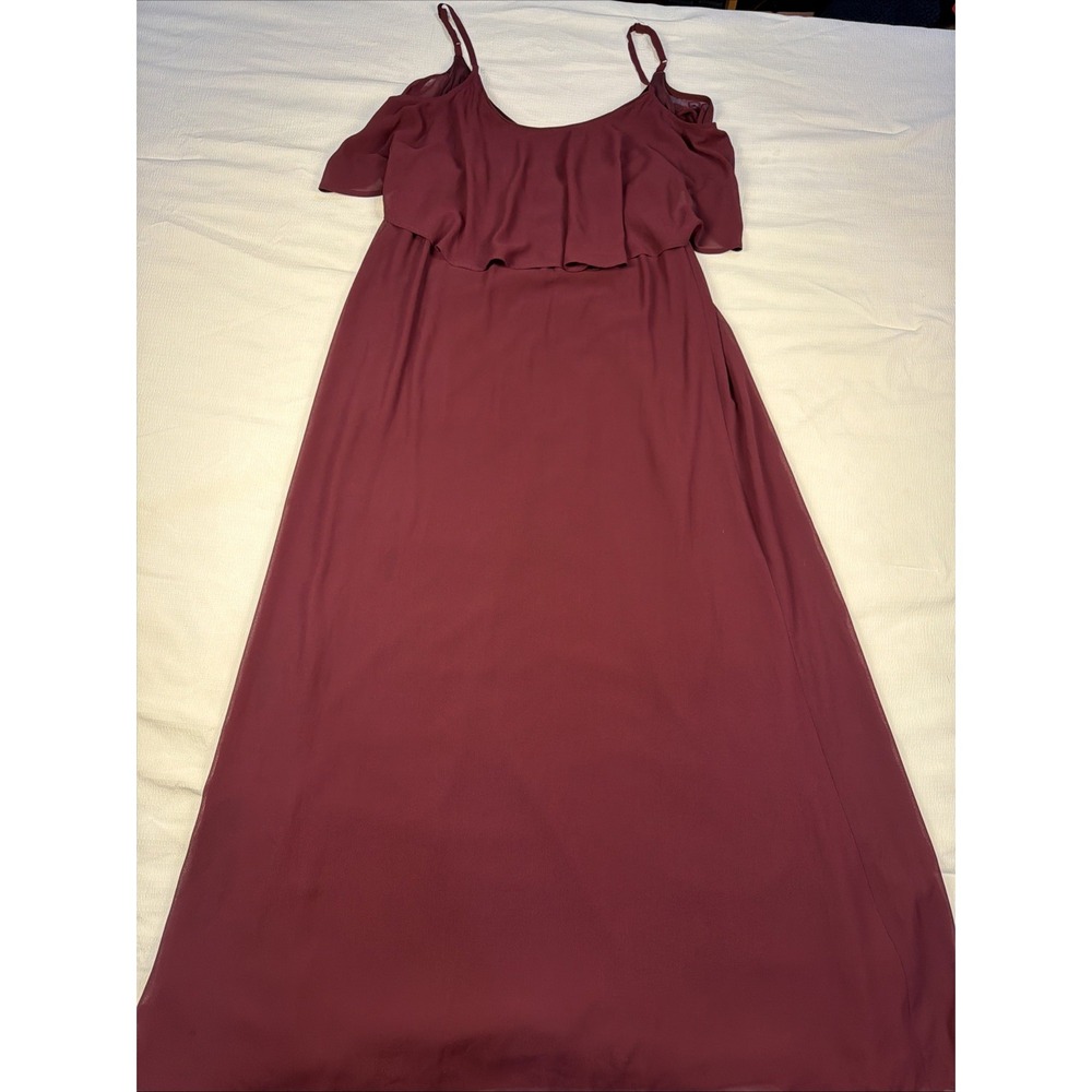 Show Me Your Mumu Burgundy Cold Shoulder Ruffle Maxi Dress Large Bridesmaid Wine